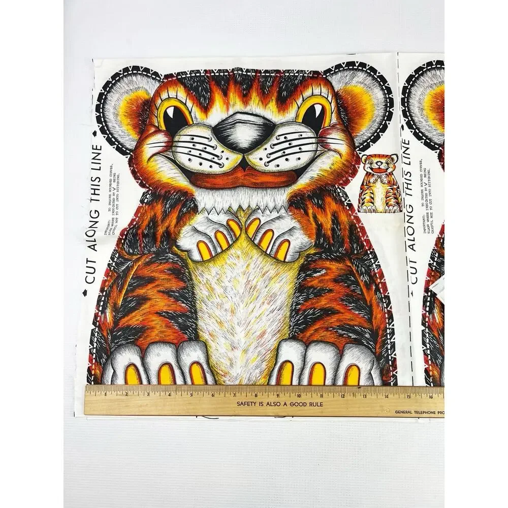 Vintage Multicolor Tiger Cut N Sew Two Panels Pillow 1960s Rare